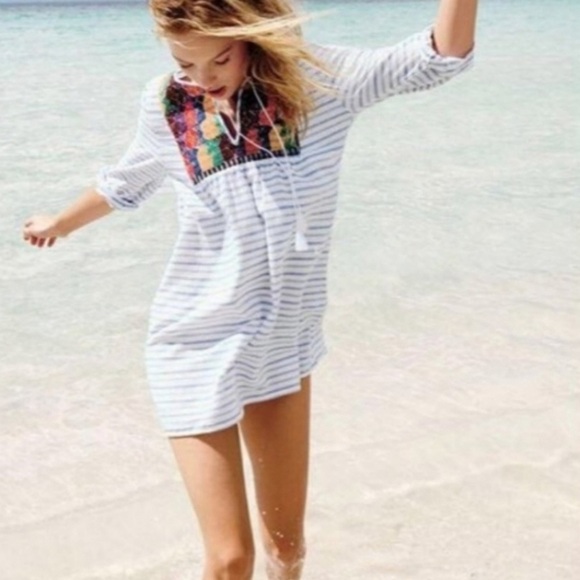 J.Crew - Women’s Embroidered Stripped Tunic Top - Picture 1 of 7